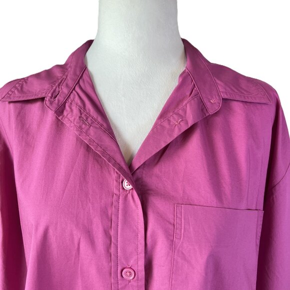 💖 Banana Republic Bold Pink  100% Cotton Button-Down – Effortless Chic Size M💐 - Picture 2 of 12